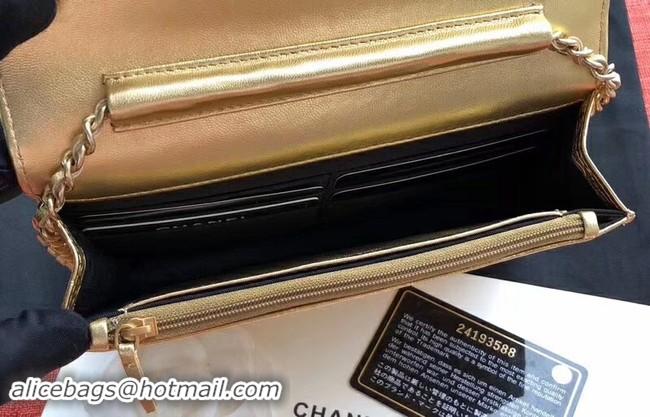 Luxury Chanel Calfskin & Gold-Tone Metal A33814 Gold