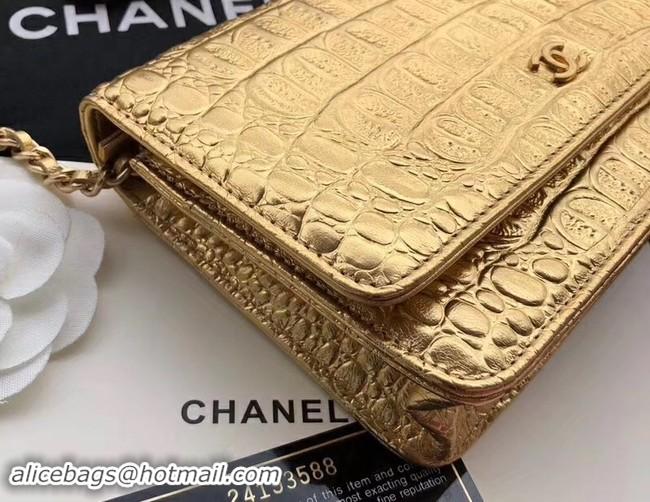 Luxury Chanel Calfskin & Gold-Tone Metal A33814 Gold