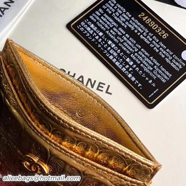 Grade Chanel Calfskin & Gold-Tone Metal A31510 Gold