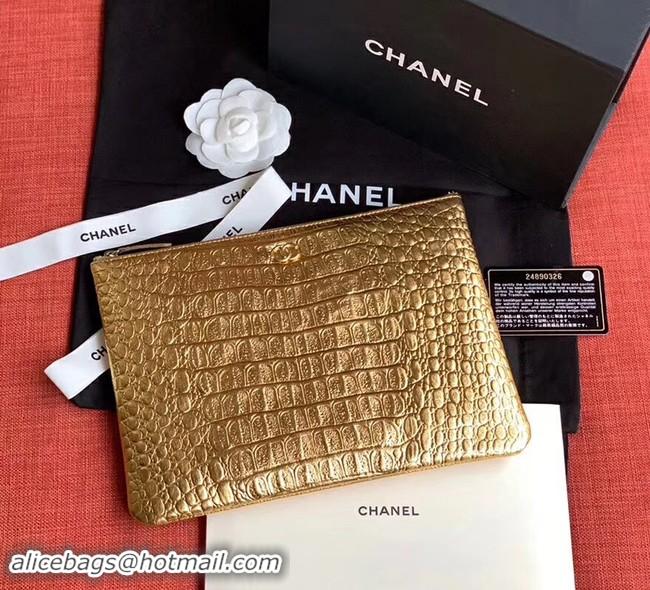 Discount Chanel Calfskin & Gold-Tone Metal A82545 Gold