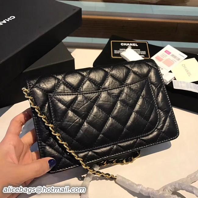 Fashion Chanel Calfskin & Gold-Tone Metal S33814 black