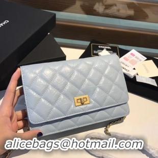 Discount Chanel Calfskin & Gold-Tone Metal S33814 light blue