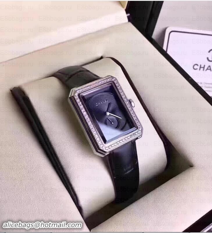 Low Cost Chanel V2 Diamond Quartz Leather Band CH7224 White