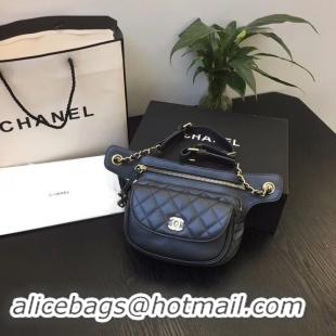 Fashion Chanel Original Leather Belt Bag Black SA0814 Gold