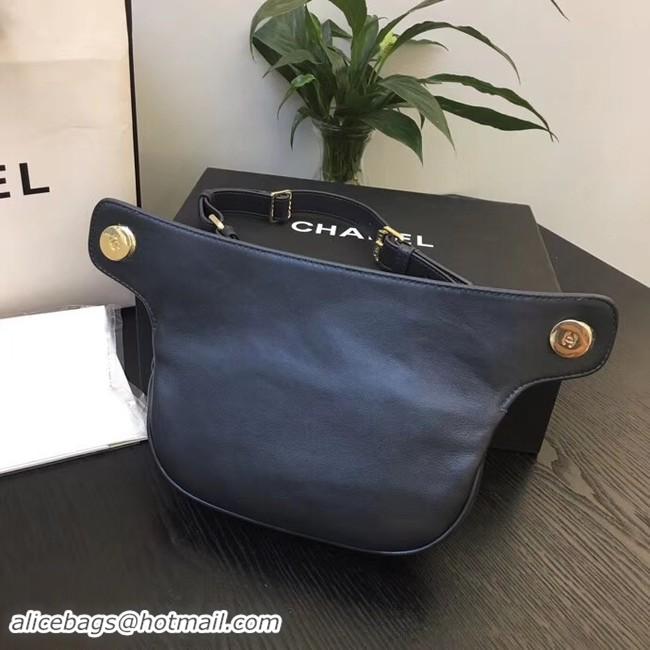 Fashion Chanel Original Leather Belt Bag Black SA0814 Gold