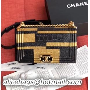 Best Price Chanel Le Boy Flap Shoulder Bag Original Leather A67085 gold&black