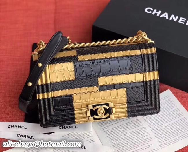 Best Price Chanel Le Boy Flap Shoulder Bag Original Leather A67085 gold&black