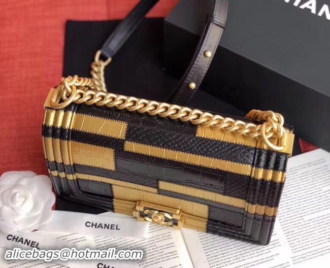 Best Price Chanel Le Boy Flap Shoulder Bag Original Leather A67085 gold&black