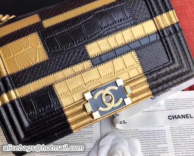 Best Price Chanel Le Boy Flap Shoulder Bag Original Leather A67085 gold&black