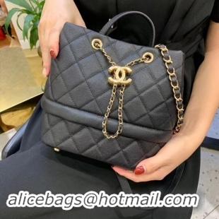 Discounts Chanel Original Caviar Leather Sac Hobo Bag AS0894 black