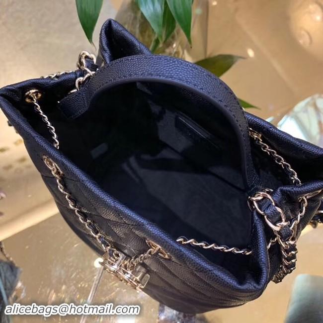 Discounts Chanel Original Caviar Leather Sac Hobo Bag AS0894 black