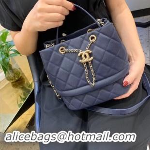 New Style Chanel Original Caviar Leather Sac Hobo Bag AS0894 blue