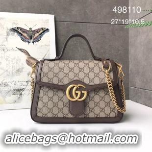 Newest Gucci GG Marmont small top handle bag 498110 brown