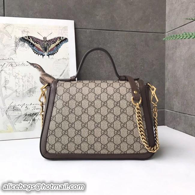 Newest Gucci GG Marmont small top handle bag 498110 brown