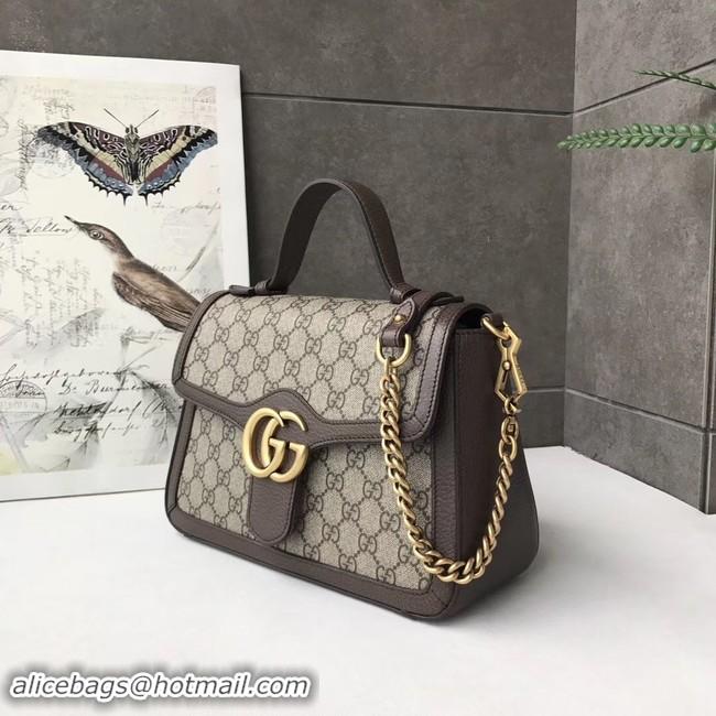 Newest Gucci GG Marmont small top handle bag 498110 brown