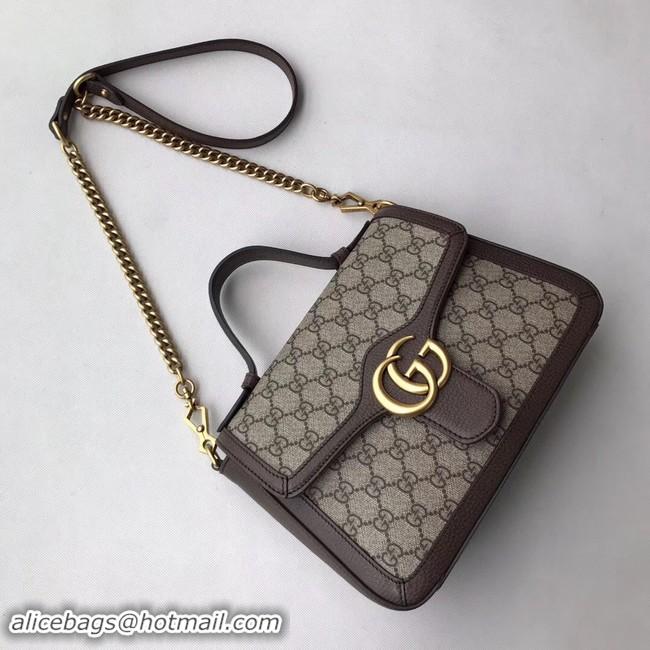 Newest Gucci GG Marmont small top handle bag 498110 brown