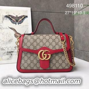 Elegant Gucci GG Marmont small top handle bag 498110 red