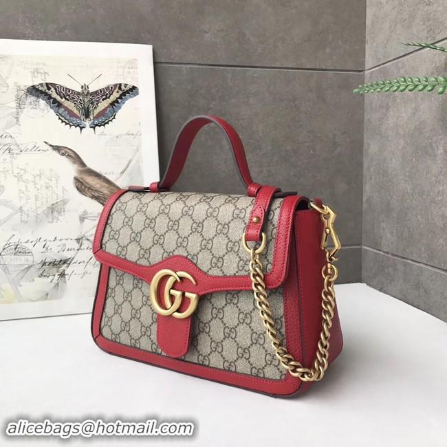 Elegant Gucci GG Marmont small top handle bag 498110 red