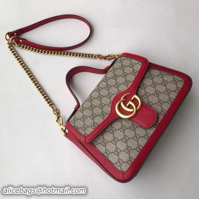 Elegant Gucci GG Marmont small top handle bag 498110 red