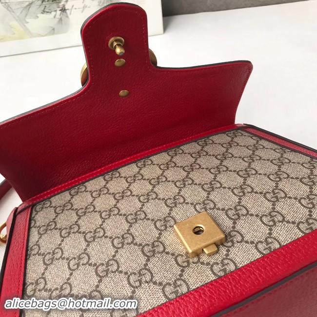 Elegant Gucci GG Marmont small top handle bag 498110 red