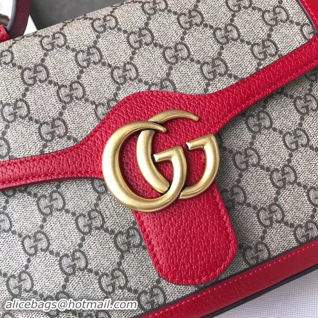 Elegant Gucci GG Marmont small top handle bag 498110 red