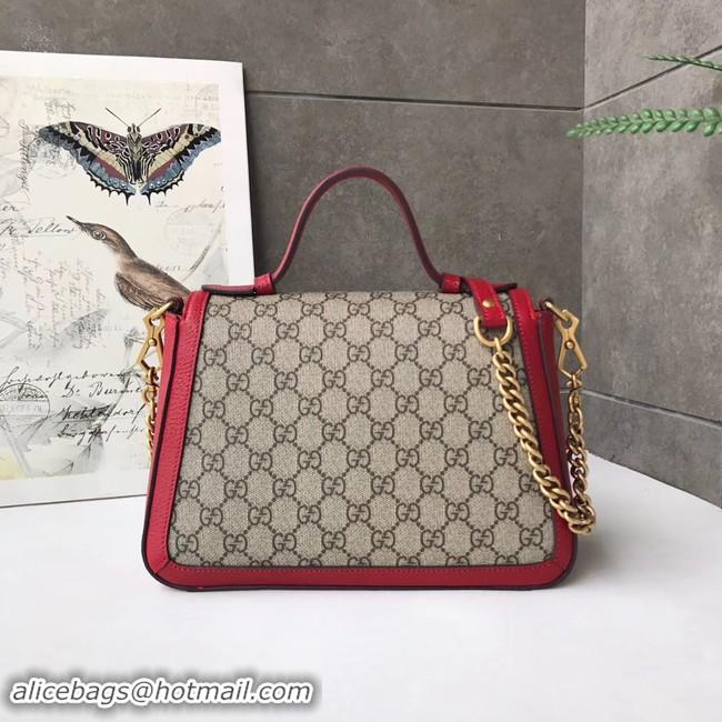 Elegant Gucci GG Marmont small top handle bag 498110 red