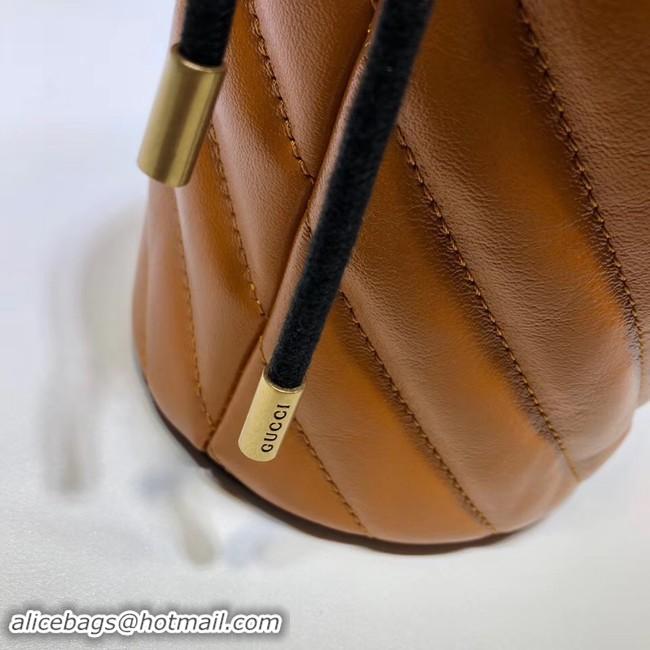 Fashion Gucci GG Marmont mini bucket bag A575163 brown