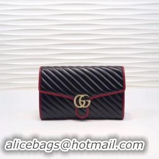 Discount Gucci GG Marmont clutch 498079 black&red