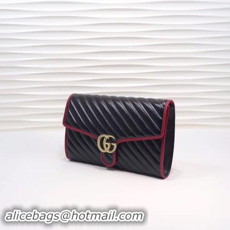 Discount Gucci GG Marmont clutch 498079 black&red