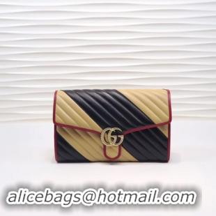 ﻿Good Quality Gucci GG Marmont clutch 498079 black&apricot