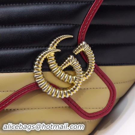 ﻿Good Quality Gucci GG Marmont clutch 498079 black&apricot