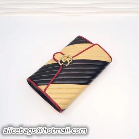 ﻿Good Quality Gucci GG Marmont clutch 498079 black&apricot