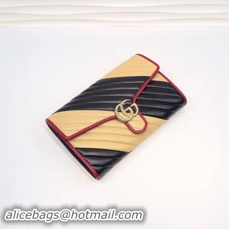 ﻿Good Quality Gucci GG Marmont clutch 498079 black&apricot