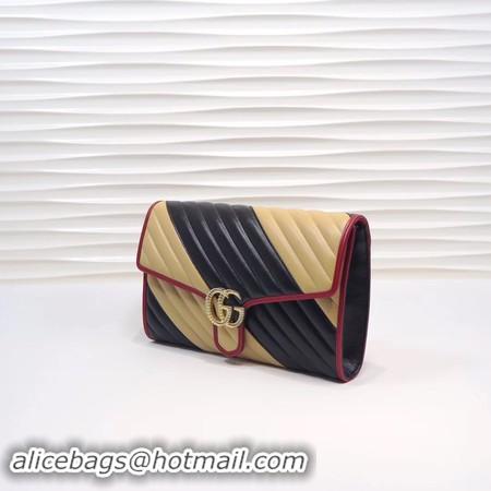 ﻿Good Quality Gucci GG Marmont clutch 498079 black&apricot