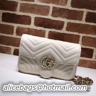 New Fashion Gucci Pearl GG Marmont Small Matelasse Original Leather Shoulder Bag 443497 White