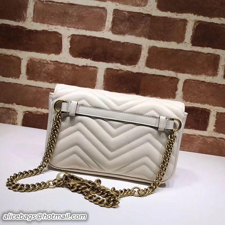 New Fashion Gucci Pearl GG Marmont Small Matelasse Original Leather Shoulder Bag 443497 White