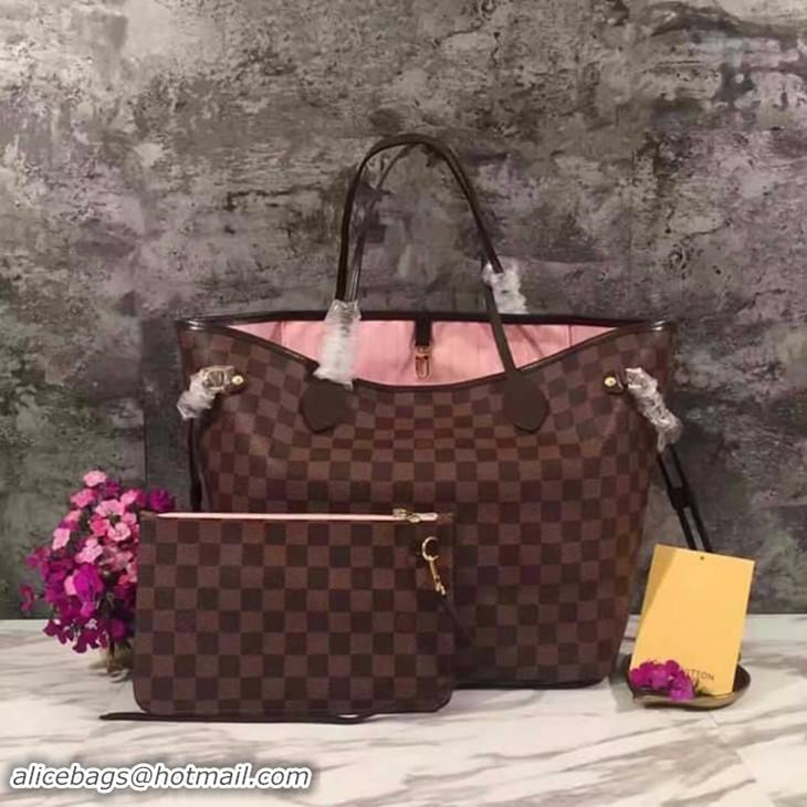 Top Quality Louis Vuitton Damier Ebene Original NEVERFULL GM N41357 Pink Ballerine