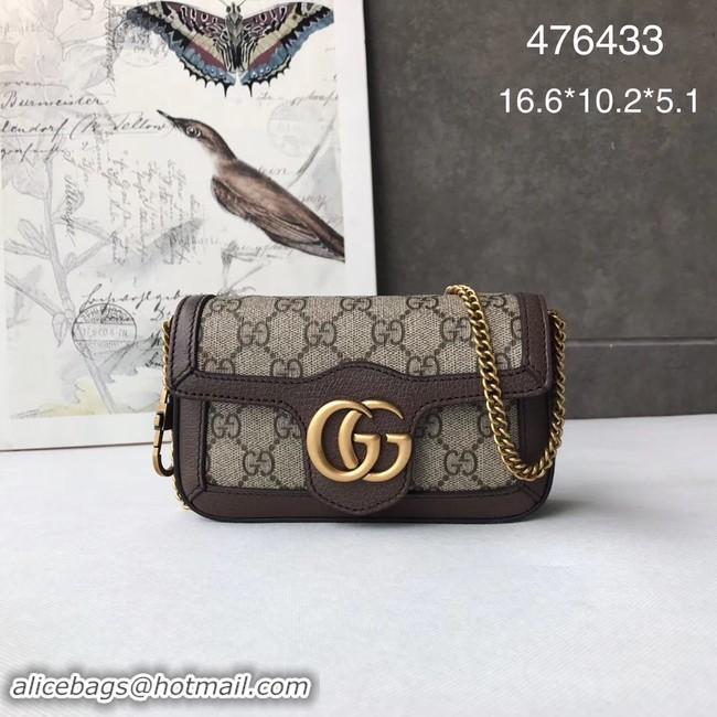 Discount Gucci GG Supreme canvas 476433 Mini Shoulder Bag brown