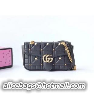 Luxury Gucci Now Marmont Mmatelasse Shoulder Bag 443497 Black