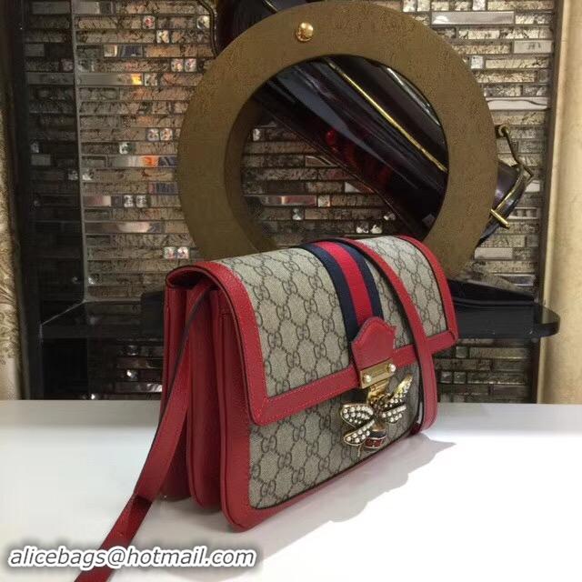 Elegant Gucci Queen Margaret GG Supreme medium shoulder bag 524356 red