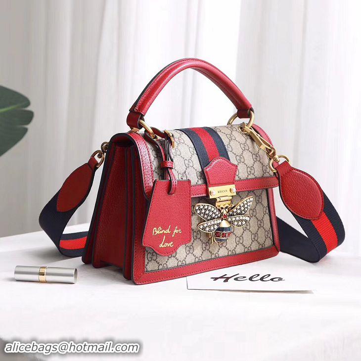 Stylish Gucci Queen Margaret GG small top handle bag 476541 red