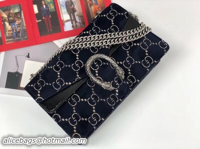 Luxury Gucci Dionysus GG velvet small shoulder bag 400249 blue