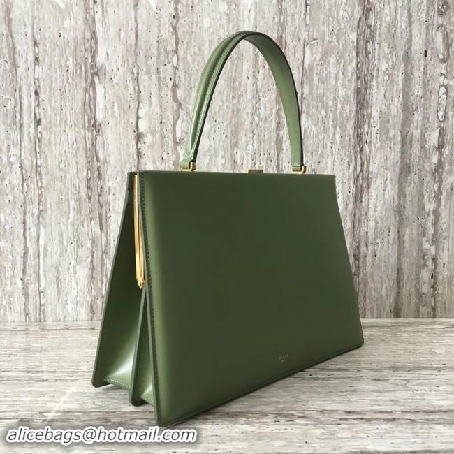 Good Looking CELINE MEDIUM CLASP HANDBAG IN BOX CALFSKIN WITH PATINA 180923 green