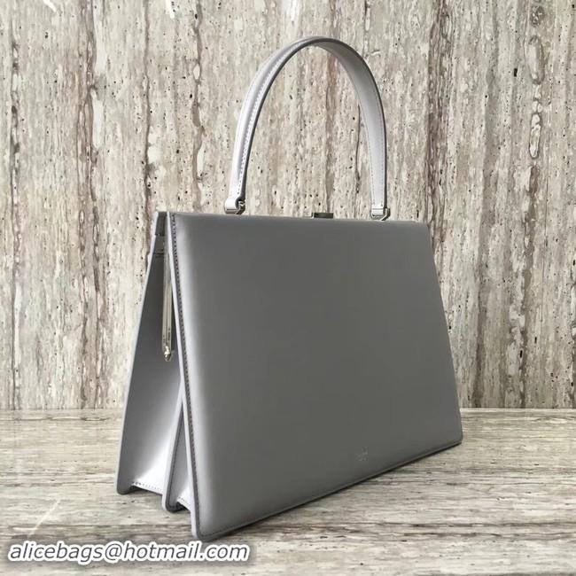 Luxury CELINE MEDIUM CLASP HANDBAG IN BOX CALFSKIN WITH PATINA 180923 light grey