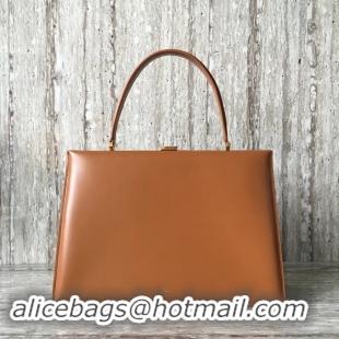 Top Quality CELINE MEDIUM CLASP HANDBAG IN BOX CALFSKIN WITH PATINA 180923 Camel