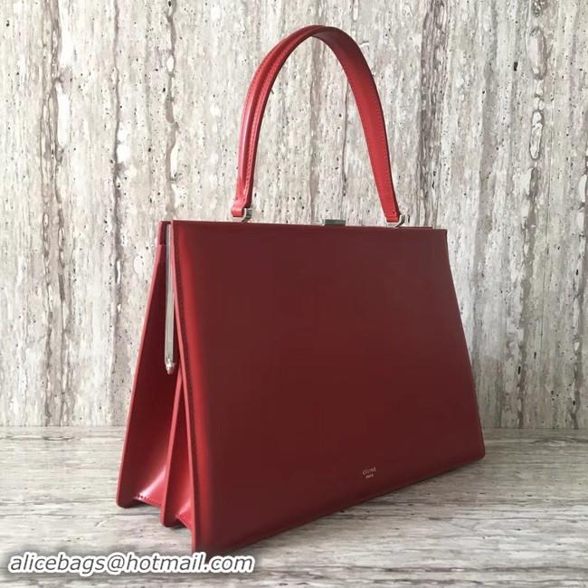 Pretty Style CELINE MEDIUM CLASP HANDBAG IN BOX CALFSKIN WITH PATINA 180923 Dark Red