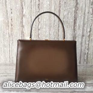 New Design CELINE MEDIUM CLASP HANDBAG IN BOX CALFSKIN WITH PATINA 180923 brown