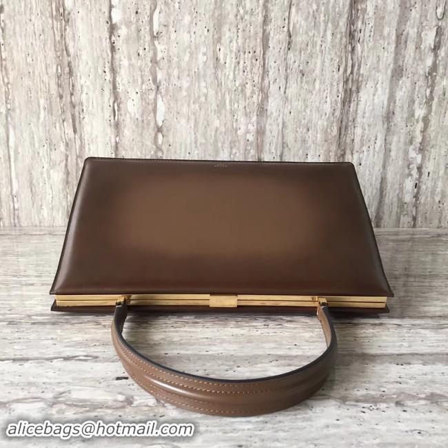 New Design CELINE MEDIUM CLASP HANDBAG IN BOX CALFSKIN WITH PATINA 180923 brown