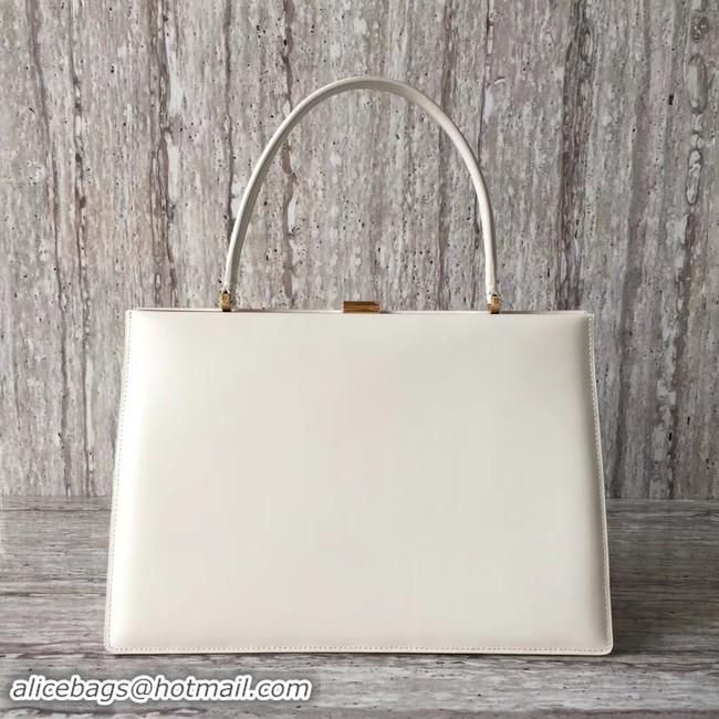 Classic Specials CELINE MEDIUM CLASP HANDBAG IN BOX CALFSKIN WITH PATINA 180923 white