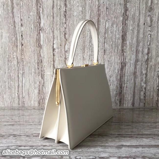 Classic Specials CELINE MEDIUM CLASP HANDBAG IN BOX CALFSKIN WITH PATINA 180923 white